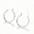 925 Sterling Silver Twisted Hoop Earrings Shiny Polished Textured Circle Earrings Hypoallergenic Premium Women Fashion Jewelry