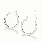 925 Sterling Silver Twisted Hoop Earrings Shiny Polished Textured Circle Earrings Hypoallergenic Premium Women Fashion Jewelry