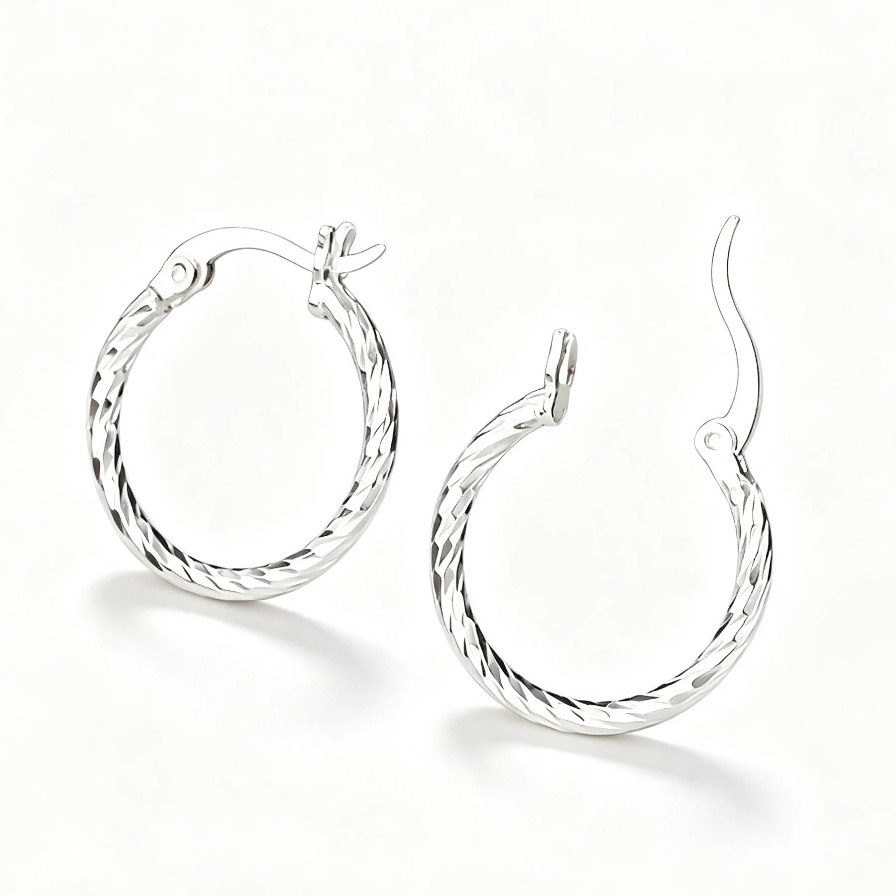 925 Sterling Silver Twisted Hoop Earrings Shiny Polished Textured Circle Earrings Hypoallergenic Premium Women Fashion Jewelry