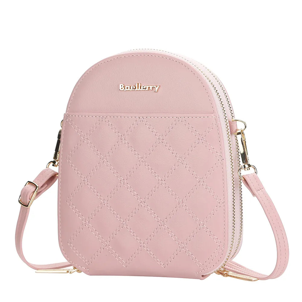 Fashion Small Plaid Leather Zipper Crossbody Bag Shoulder Bag for Women Wallet Purse Handbag with Detachable Strap mbzr