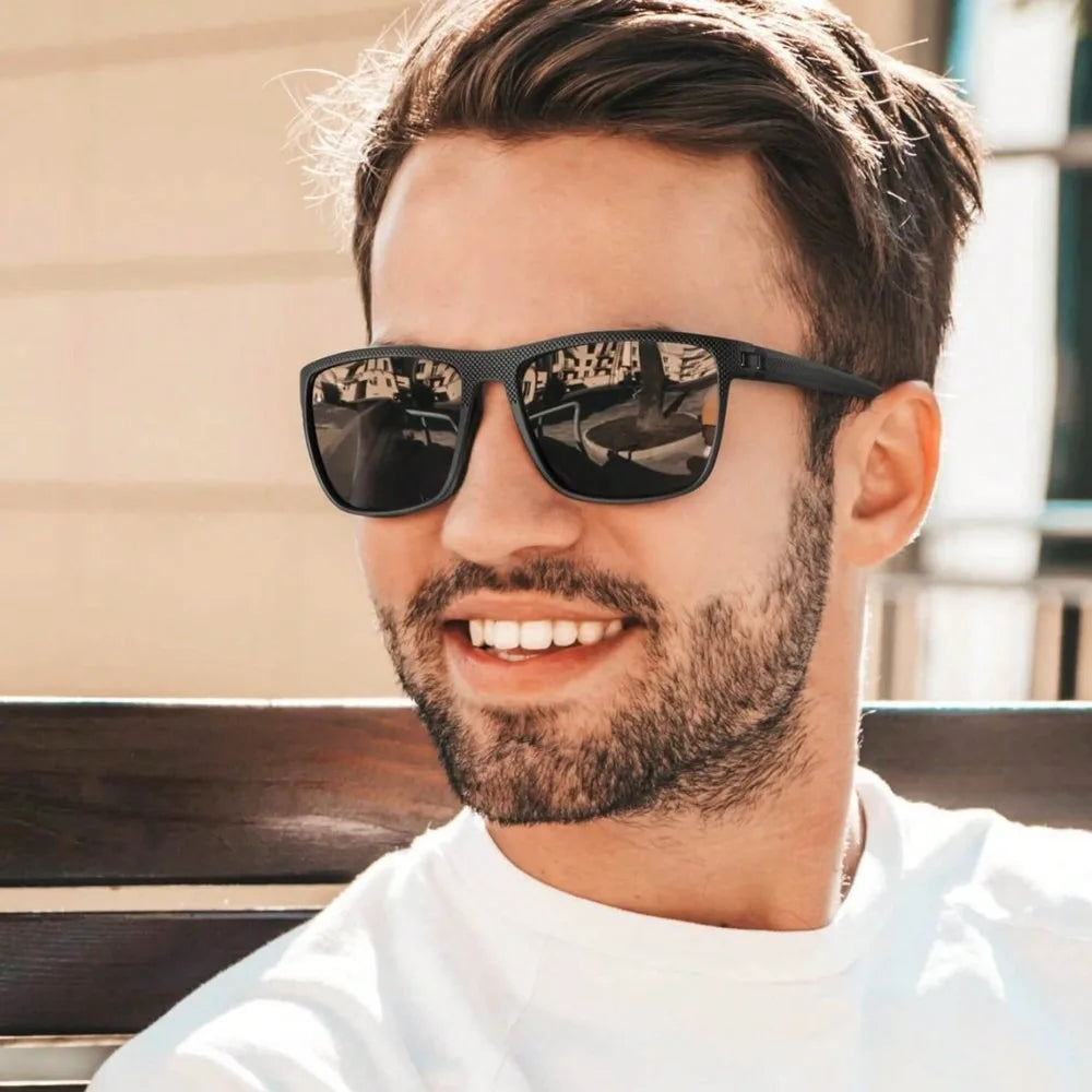 Men's Rectangular Classic Driving Sunglasses, Lightweight UV Protection for mbzr