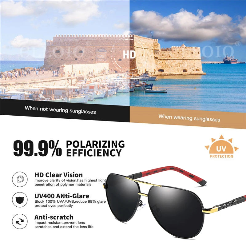 CLLOIO Men Classic Aluminum Polarized Sunglasses Women Driving Glasses Pilot Sun Glasses Brand Designer Male Vintage Sunglasses mbzr