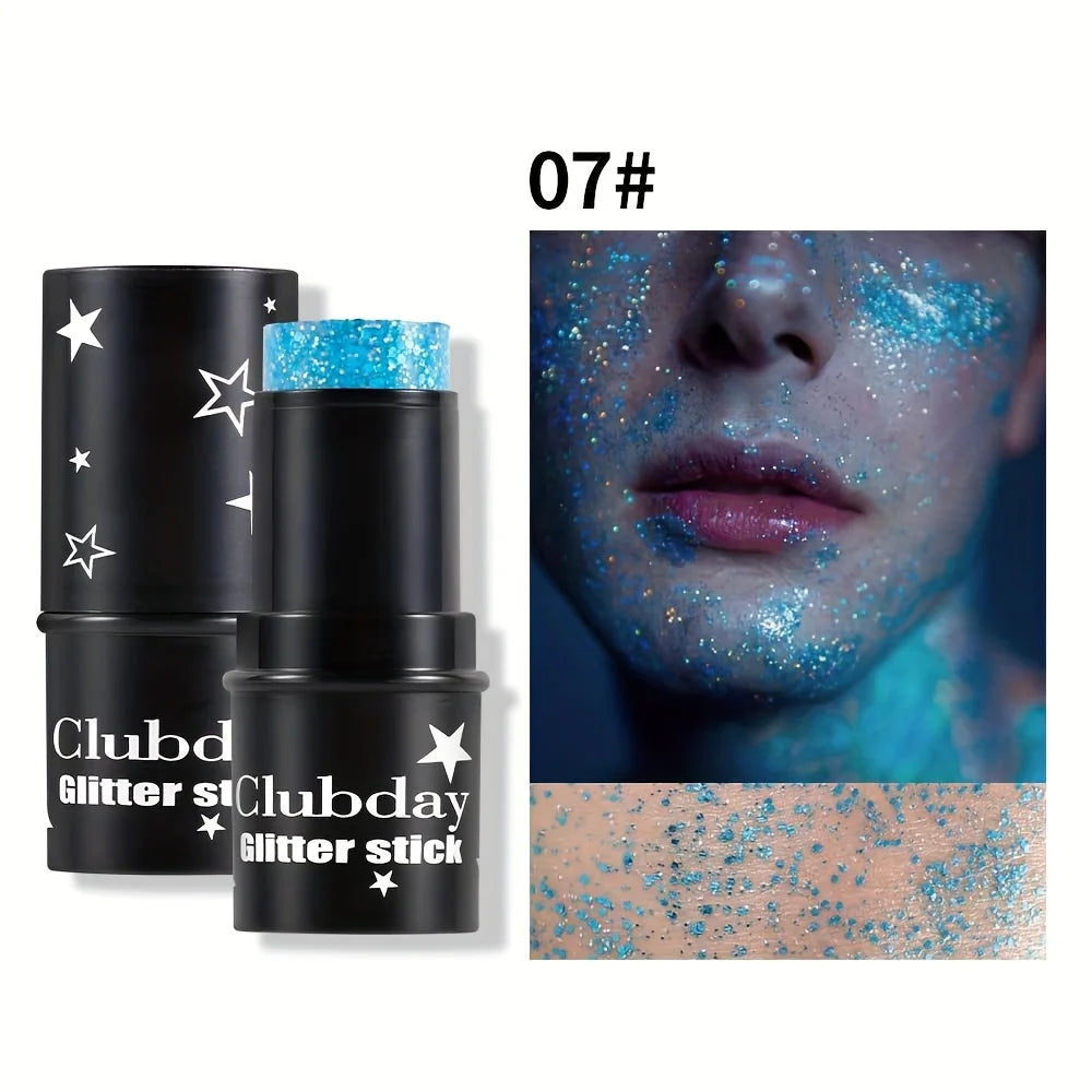 Multi-Use Glitter Stick for Face & Body – Shimmer Eyeshadow Highlighter Crayon, Holographic Makeup for Festival, Stage, mbzr