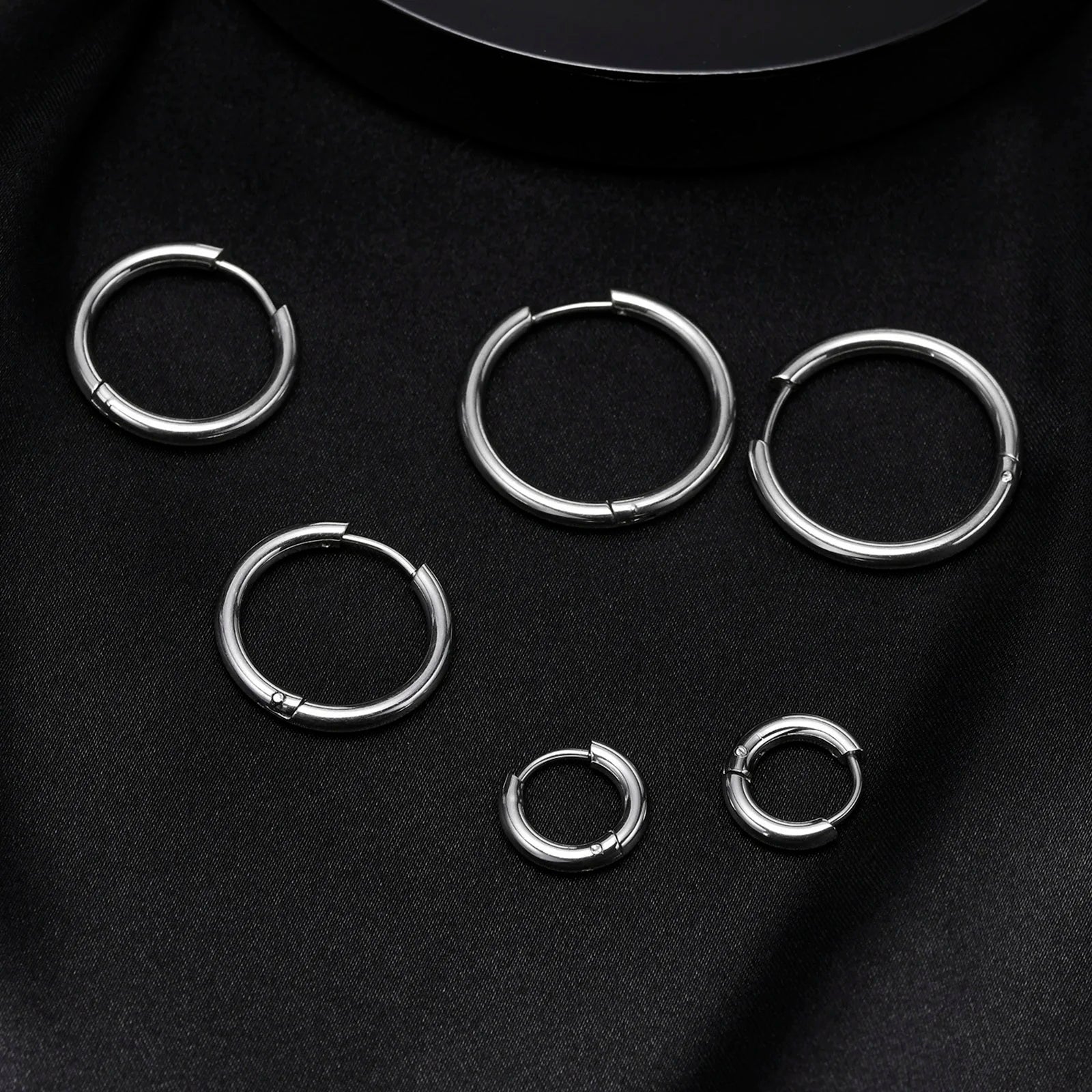 Classic Stainless Steel Hoop Earring for Men Boys,Anti Allergy Metal Huggies Hoop Earring,Simple Male Stacked Earring Jewelry