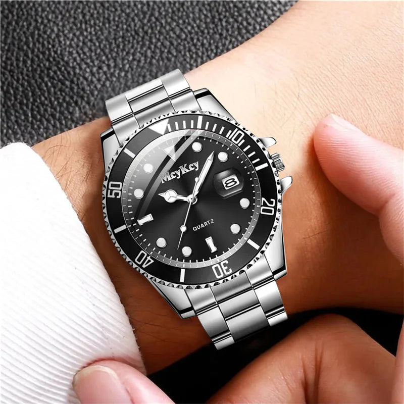 Fashion Men Business Watches Stainless Steel Band Men Calendar Quartz Watch Casual Clock Sports Wristwatch Reloj Hombre mbzr
