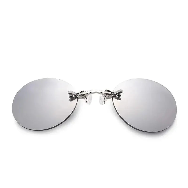 1-2PCS Clip On Nose Glasses Round Rimless Matrix Morpheus Sunglasses Mini Frameless Vintage Shades