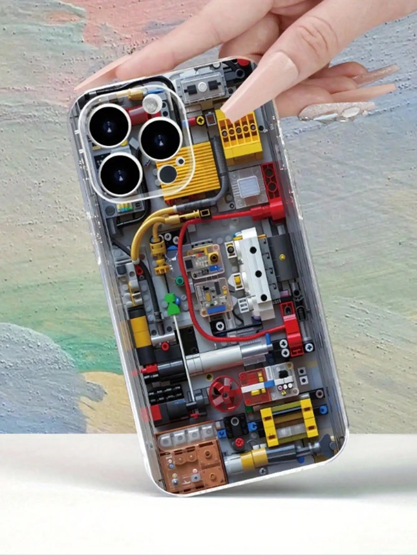 Transparent Engineering-Style Phone Case with Mechanical Detail Design for iPhone & Android