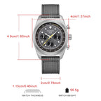 CADISEN Titanium TI-7 MULTISYNC New Moon Mens Watches Canvas Chronograph VK63 Men Gift AR Sapphire Luxury Quartz Watch For Man