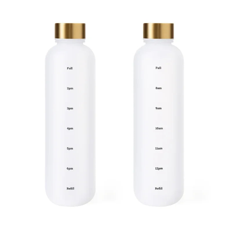 1000ML Bottle With Time Marker Motivational Reusable Fitness Sports Outdoors Travel Cycling Leakproof BPA Free Frosted Bottle mbzr