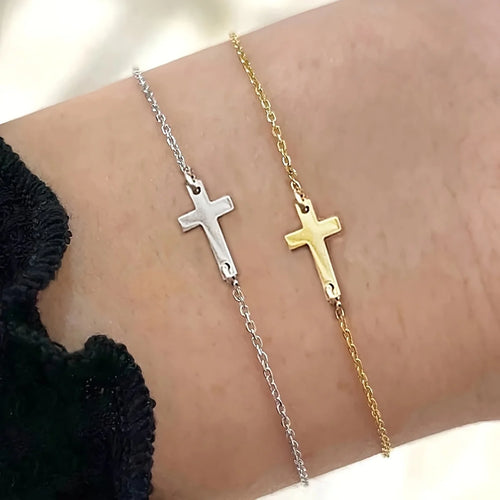 1 piece stylish and simple whole body stainless steel cross accessories women's chain bracelet suitable for daily wear