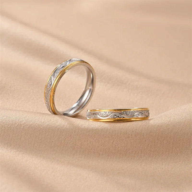 Simple Stainless Steel Frosted Couple Rings For Women Men Fashion Jewelry Valentine's Day Gifts For Lover Size 5-13 Wholesale