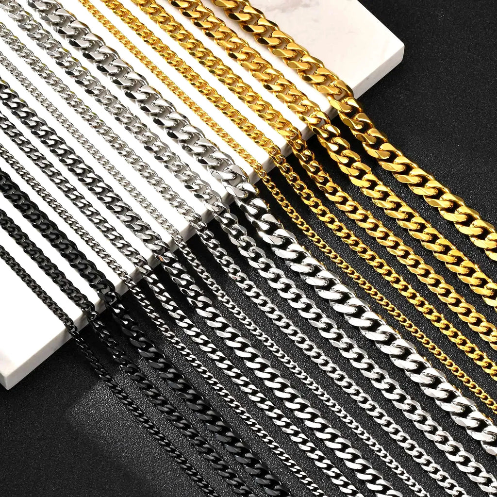 3/5/7mm Stainless Steel Cuban Link Chain Stainless Steel Necklace, Punk Hip-hop Choker for Men, Fashion Jewelry Accessories