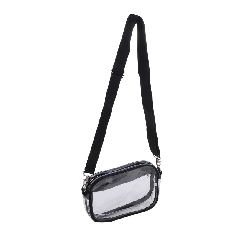 Women Solid Color Clear Transparent Shoulder Bag Front Pocket Casual Crossbody Handbag Purse Simple Mini Daily Shopping Walking Outings mbzr