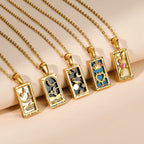 YILUOCD Original Zirconia Tarot Card Necklace Classic Tarot Queen Lover Magician Moon Wealth Amulet Stainless Steel Jewelry