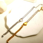 Stainless Steel Heart-shaped Ladies Elegant Bracelet  For Women Crystal Bangle