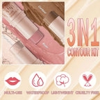 3-piece contour stick set, including blush stick, highlighter stick, bronzer stick, and eyeliner, refreshing and non-greasy, wat mbzr