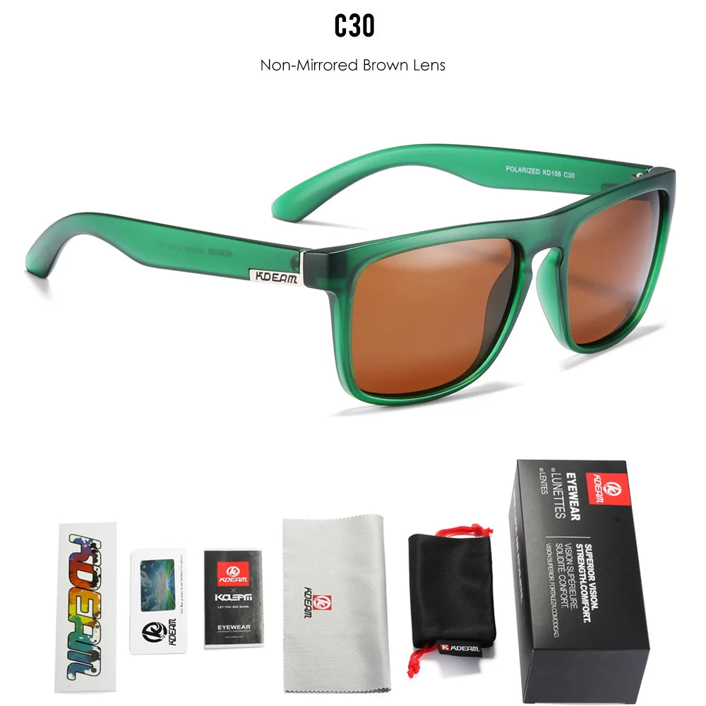 KDEAM Legend Square Sunglasses Polarized Lens Outdoor Sports Fishing Mountaineering  Sun Glasses With Brand Box