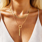 Vnox 2pcs Gold Color Link Chain Necklace Set for Women, Stainless Steel Waterproof Anti-allergy Necklaces, Fashion Jewelry Gifts
