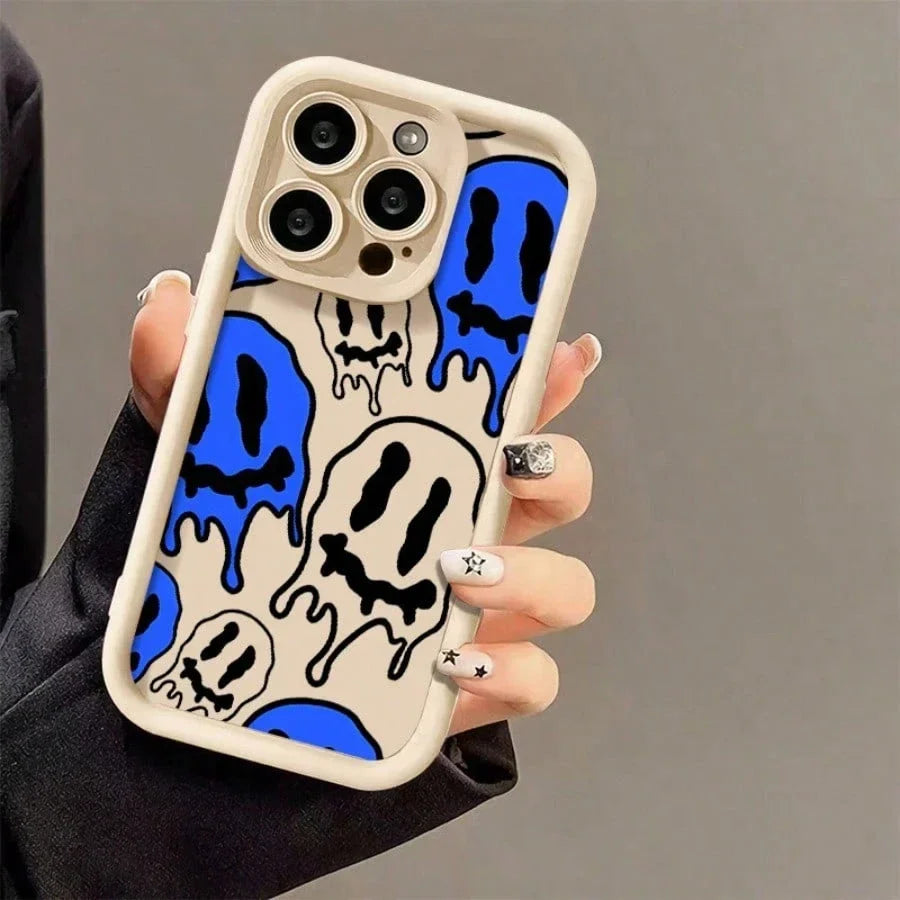 Soft Case For IPhone 17promax/17air 15, 14, 13, 12, 11 Pro Max In Blue And White With Black Case.