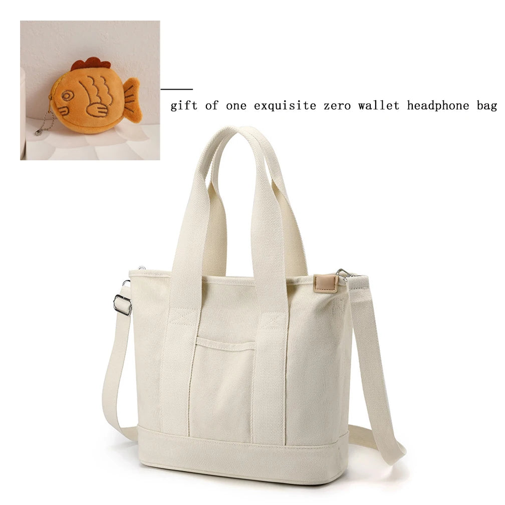 Women's Solid Color Large Capacity Tote Bag Crossbody Bag Hand Bag And Coin Purse Set, Adjustable Strap, Shoulder Bag, Canvas Ba mbzr