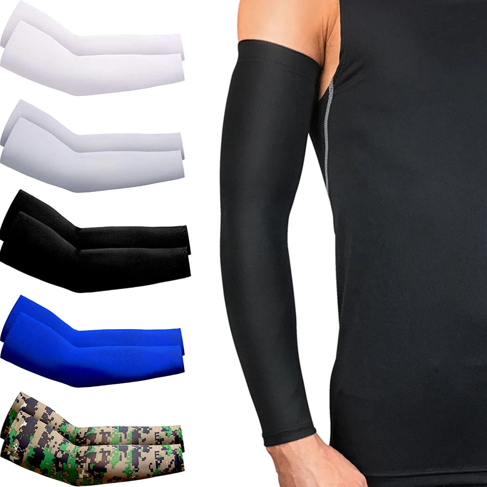 2Pcs Unisex Cooling Arm Sleeves Cover Sports Running UV Sun Protection Outdoor Men Fishing Cycling Sleeves for Hide Tattoos mbzr