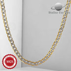 24K Gold-Plated 925 Sterling Silver Two-Tone Cuban Link Necklace, Handcrafted, Fade-Resistant, Ideal Gift for Men, Women, Wives, Girlfriends and Mothers for Anniversaries, Birthdays and Special Occasions, Hypoallergenic, Buy