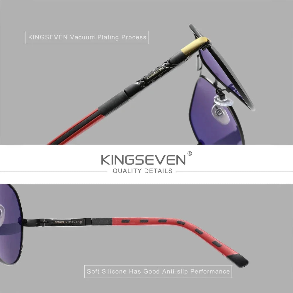 KINGSEVEN New Fashion Pilot Frame Sunglasses Unisex Classic Outdoor Sports Summer Glasses Polarized UV400 Driving Shades Eyewear