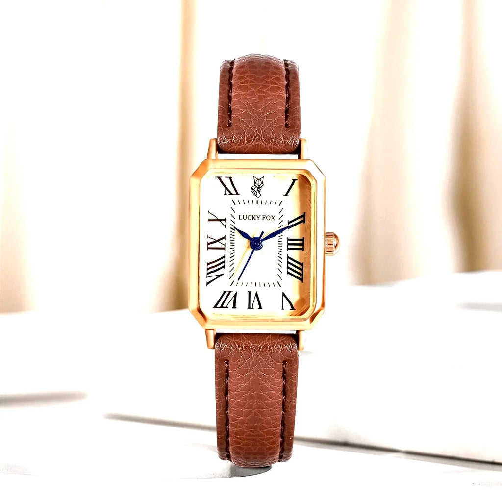 Fashion Retro Digital Dial Casual Watches Square Leather Strap Fashionable Clock Quartz Wristwatch for Women Gift mbzr