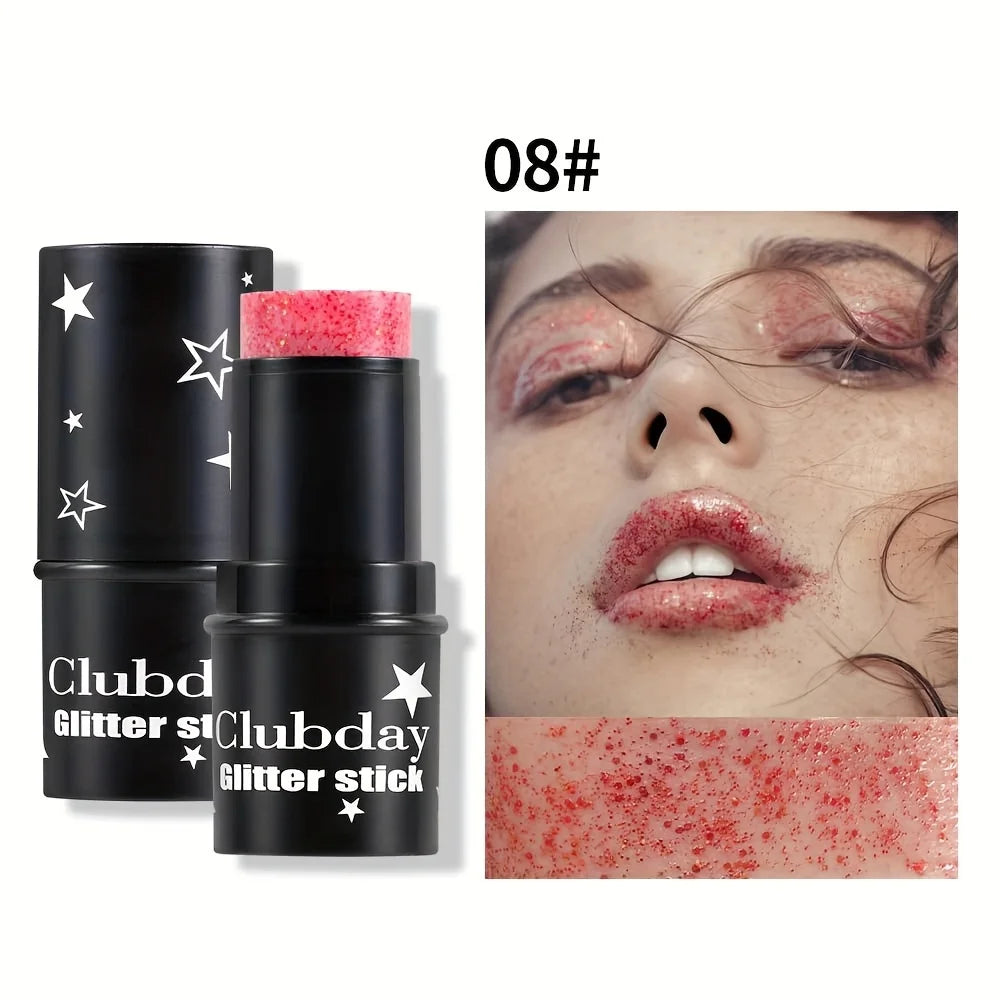 Multi-Use Glitter Stick for Face & Body – Shimmer Eyeshadow Highlighter Crayon, Holographic Makeup for Festival, Stage, mbzr