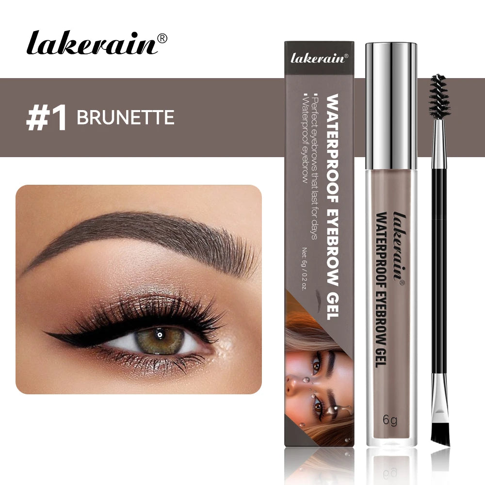Lakerain Waterproof Eyebrow Gel Long Lasting Highly Pigmented Liquid Eyebrow Makeup Sweatproof Natural Black Brown mbzr