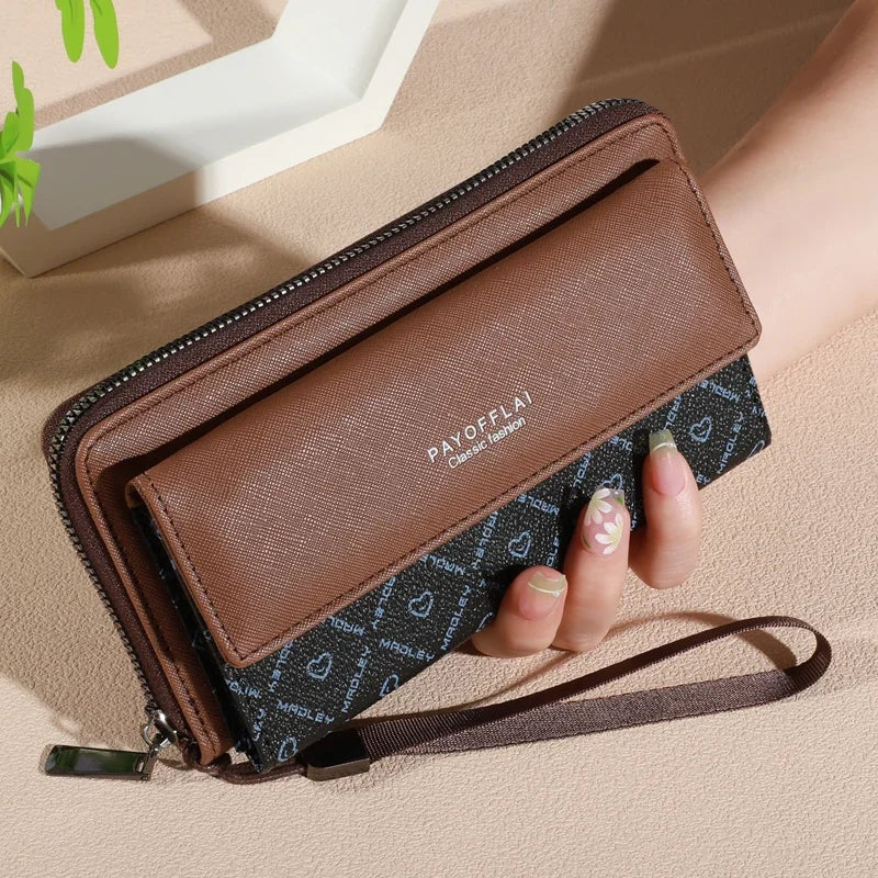 Women's PU Leather Long Organizer Wallet with Zipper