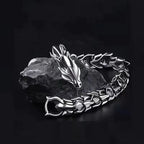 Vintage Personality Dragon Head Stainless Steel Chain Bracelet for Men Women Style Dragon Bone Bangle Hip Hop Rock Jewelry