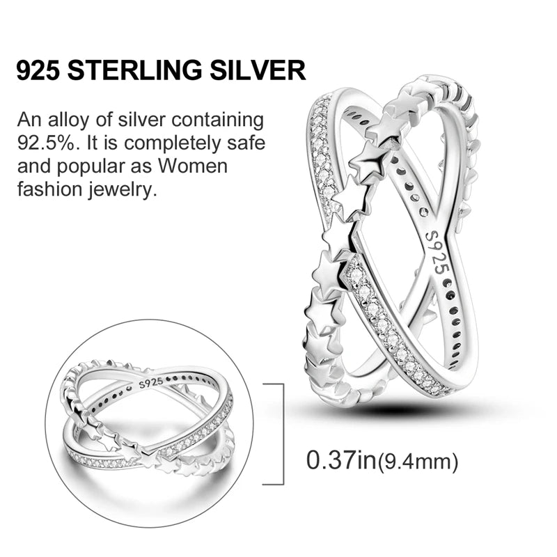 Original 925 Sterling Silver Ring Colorful Diamonds Cubic Zircon Finger Ring for Women