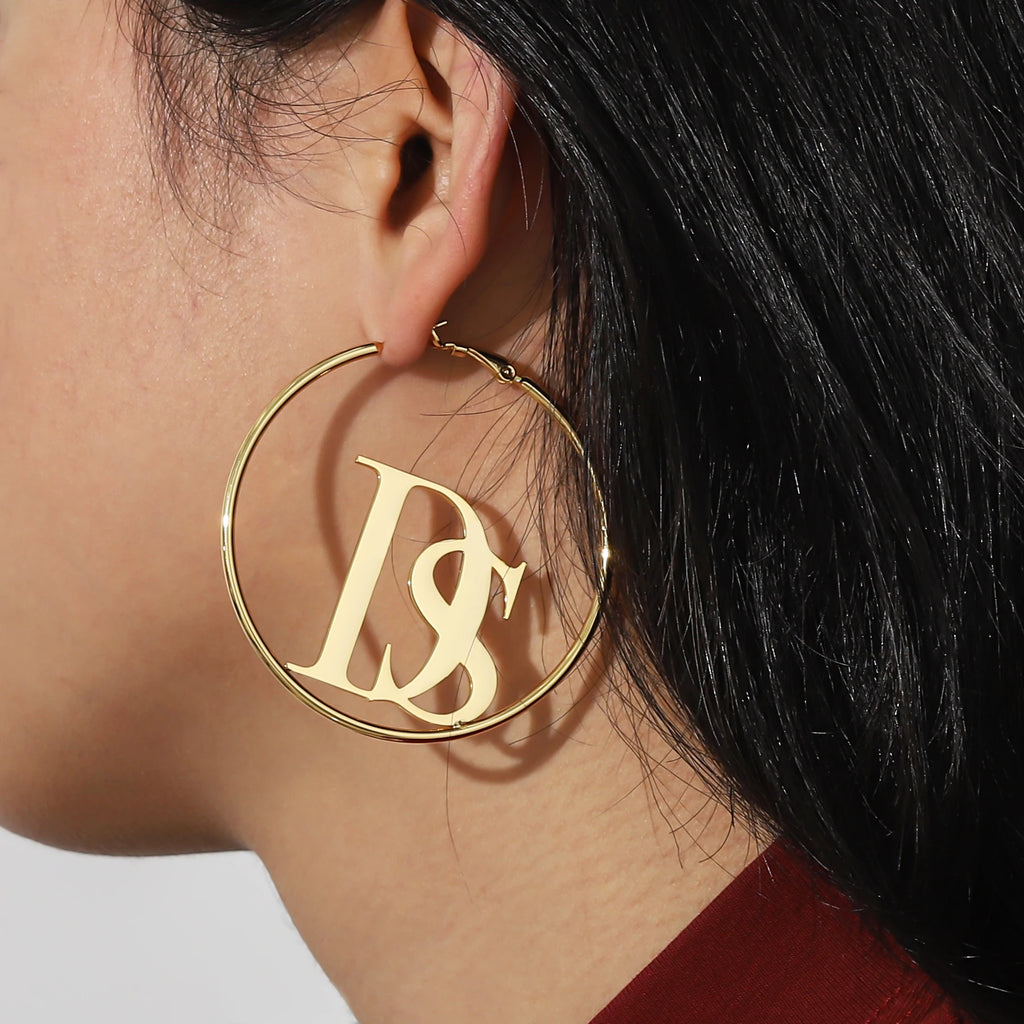 Custom Earrings Personalised 18K Gold Plated Stainless Steel Hoop Large Earrings For Women 2026 Trend Beautiful Women Jewelrys