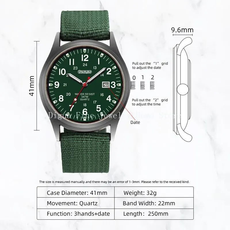 Fashion Mens Watches Luminous Hands Clock Luxury Military Sports Calendar Quartz Wristwatch Men Casual Nylon Watch Reloj Hombre mbzr