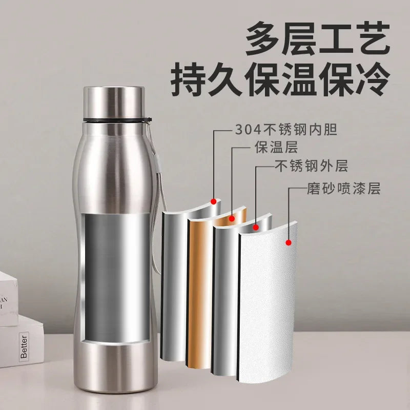 High Quality 1000ml Stainless Steel Sport Water Bottle Single-layer Rugged Water Cup Metal Flask Drinkware Camping Sports Gym mbzr