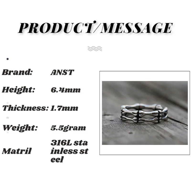 Stainless Steel Vintage Rock Hip Hop Bones Rings Unisex