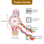 LANCARDO Bohemian Ladies Bracelet Watch Woven Rainbow Strap Floral Print Dial Analog Quartz Watch Girl Gift