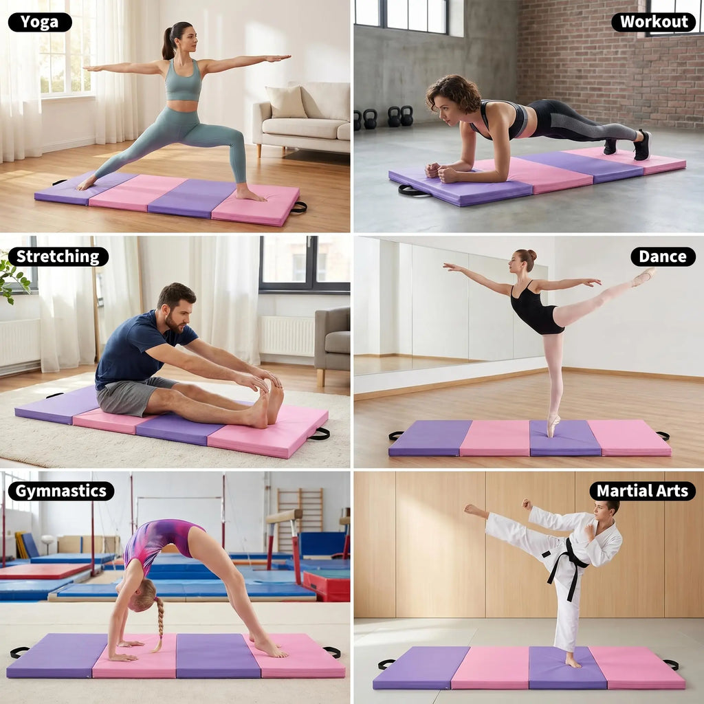 6x3 Ft Gymnastics Mat, 2'' Thick 4-Fold Exercise Floor Mat For Home Gym, Yoga, Pilates, Tumbling Training mbzr