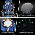 OLEVS 9991 Top Trendy Men's Watch Waterproof Silicone Strap Luxury Multifunctional Chronograph Brand Sports Quartz Men's Watch mbzr
