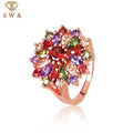 Rose Gold Diamond Rainbow Ring Silver Retro Fine Jewelry