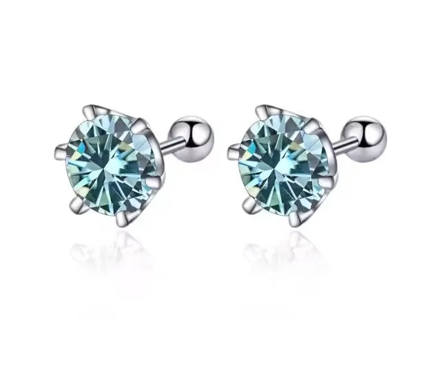 0.3-2CT Moissanite Earrings 925 Sterling Silver Round Cut Stud Earrings Piercing Earrings for Men and Women Fine Jewelry mbzr