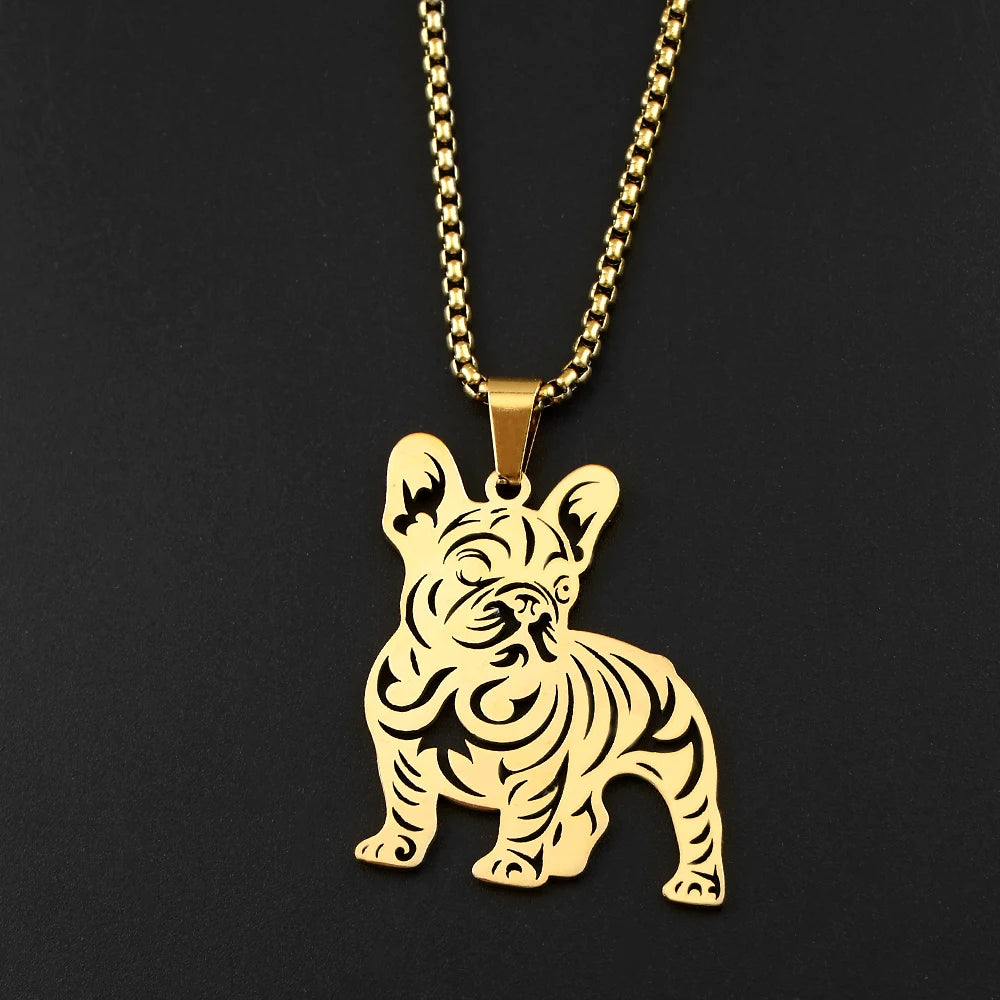 Sweet French Bulldog Chain For Women Men Stainless Steel Silver Color Animal Puppy Pug Dog Lovely Pendant Necklace Jewelry