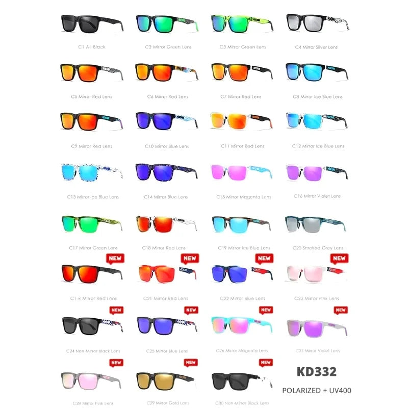 New KDEAM Brand High Quality Square Sunglasses for Men Sports Polarized Sun Glasses 2026 Reflective Coating Colorful Lens UV400