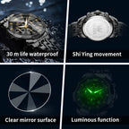 OLEVS 3673 Original Fashion Moon Phase Men's Watches Waterproof Chronograph Quartz Watch Stainless steel Calendar Wristwatch mbzr