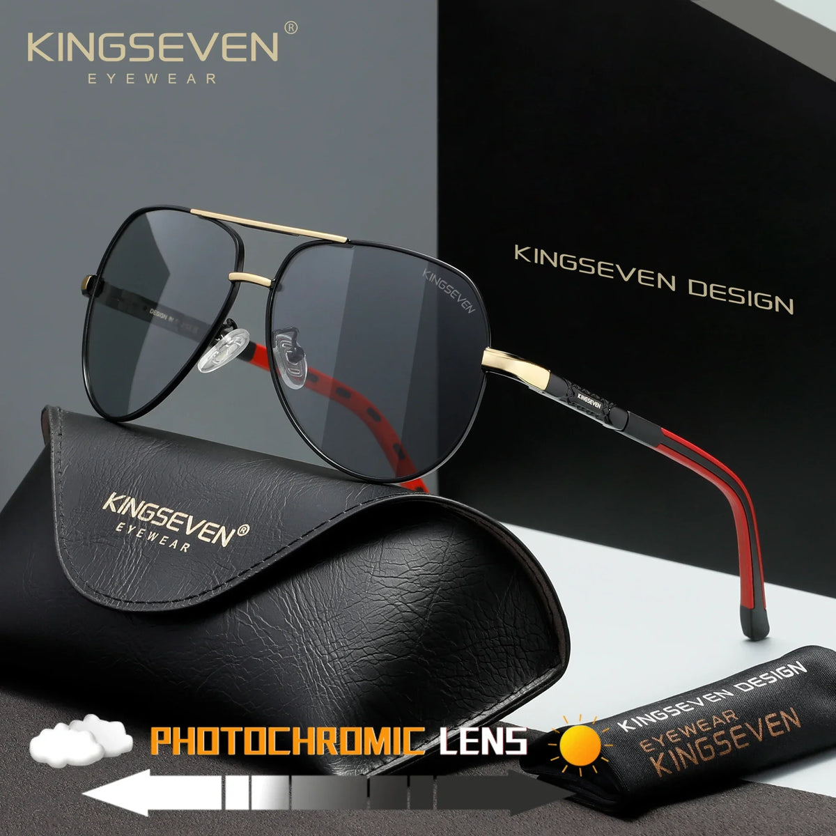 KINGSEVEN New Fashion Pilot Frame Sunglasses Unisex Classic Outdoor Sports Summer Glasses Polarized UV400 Driving Shades Eyewear