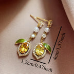 1 pair of sweet and cute lemon stud earrings, small and fresh style fashion design in summer, fruit series ear jewelry, suitable for daily wear and gift giving