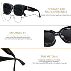 2PC Lightweight Oversized Over Glasses Sunglasses for Women Men Square Fit Over Polarized Sun Glasses UV400 T04