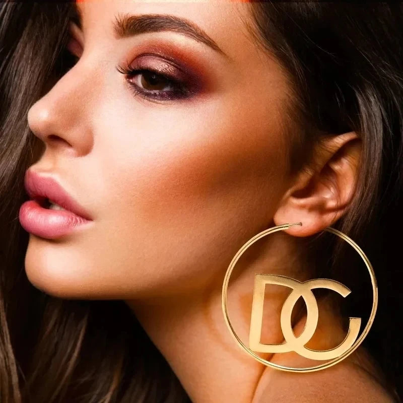 Custom Earrings Personalised 18K Gold Plated Stainless Steel Hoop Large Earrings For Women 2026 Trend Beautiful Women Jewelrys