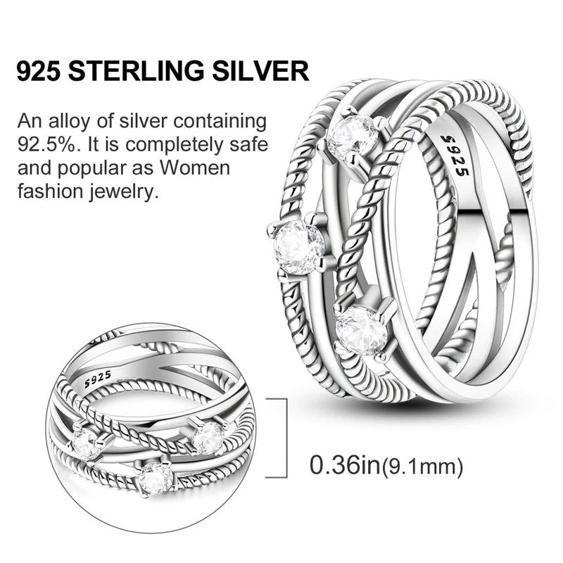 Original 925 Sterling Silver Ring Colorful Diamonds Cubic Zircon Finger Ring for Women